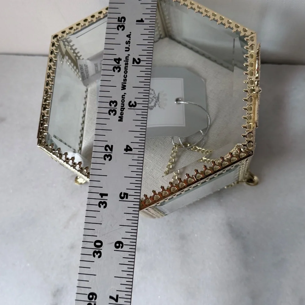Antique style glass and gold filigree jewelry box